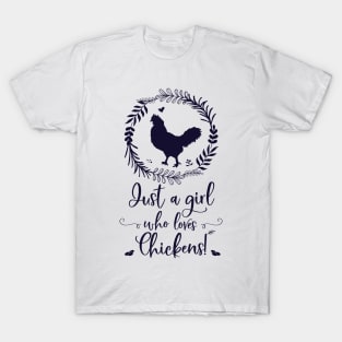 Just A Girl Who Loves Chickens Silhouette T-Shirt